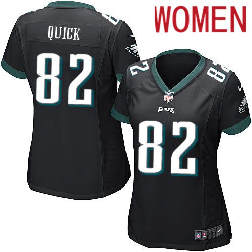 Women Philadelphia Eagles #82 Mike Quick Nike Black Game NFL Jersey->women nfl jersey->Women Jersey